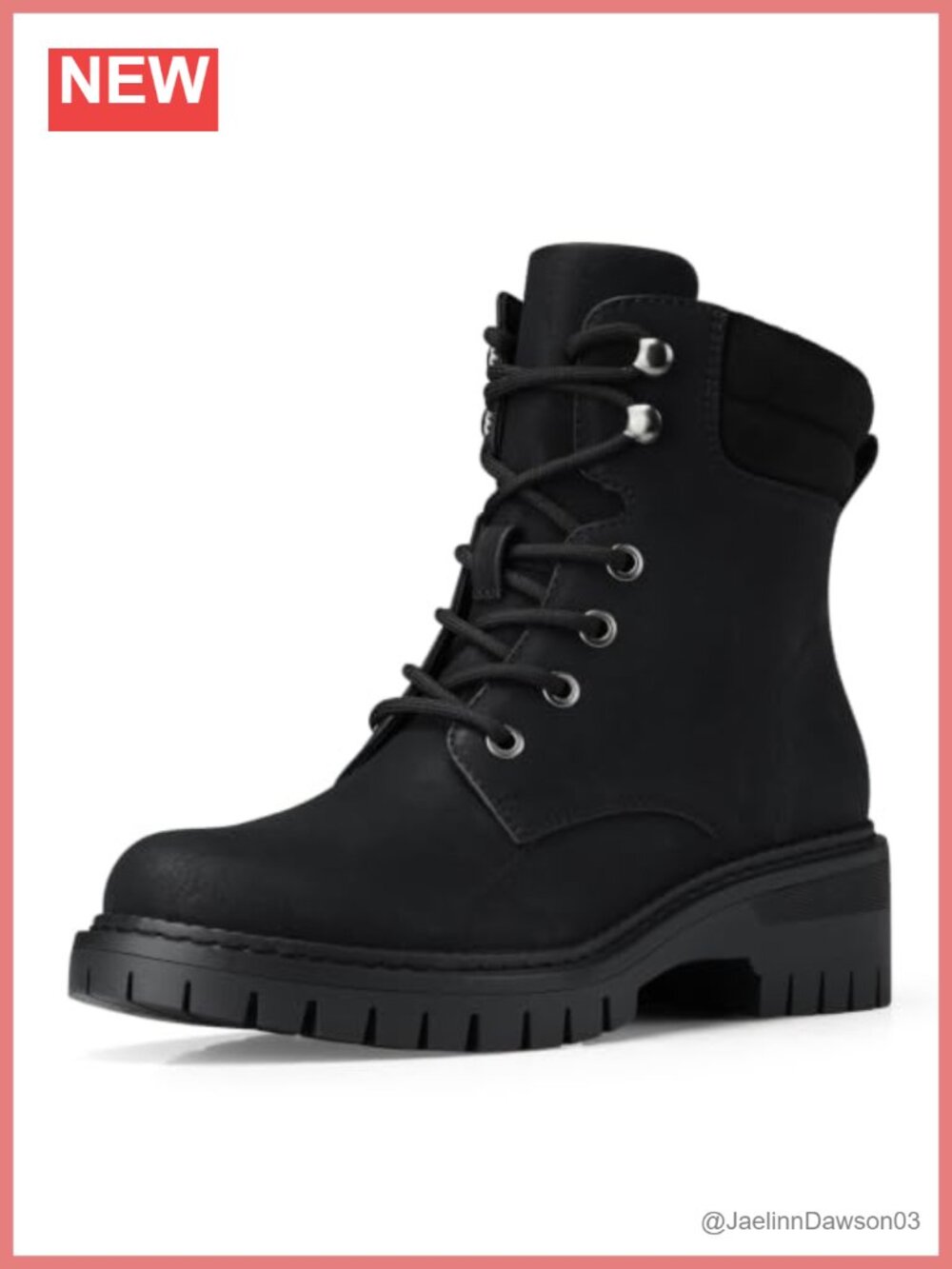 Water Resistant Faux Leather Combat Ankle Boots Side Zipper Cushioned Casual